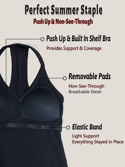 Built-In Bra Ribbed Tank Top