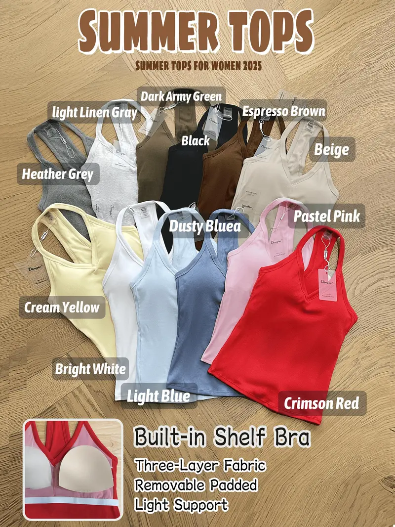 Built-In Bra Ribbed Tank Top